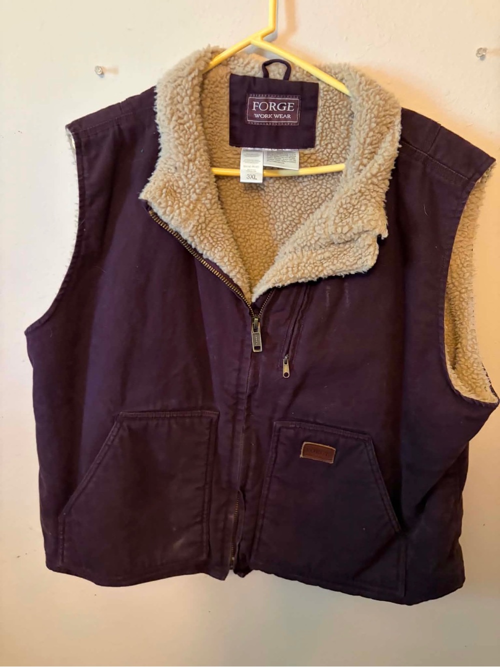 Forge Workwear Sherpa-Lined Utility Vest in Deep Plum
